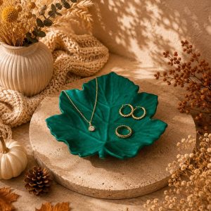 Autumn Leaf Decorative Tray Green